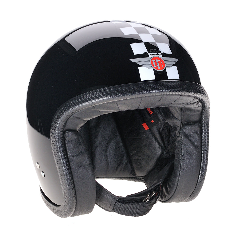 93270-gloss-Black-White-Check-Davida-Speedster-v3-motorcycle-Helmet-DOT-ECER2205-open-face-low-profile